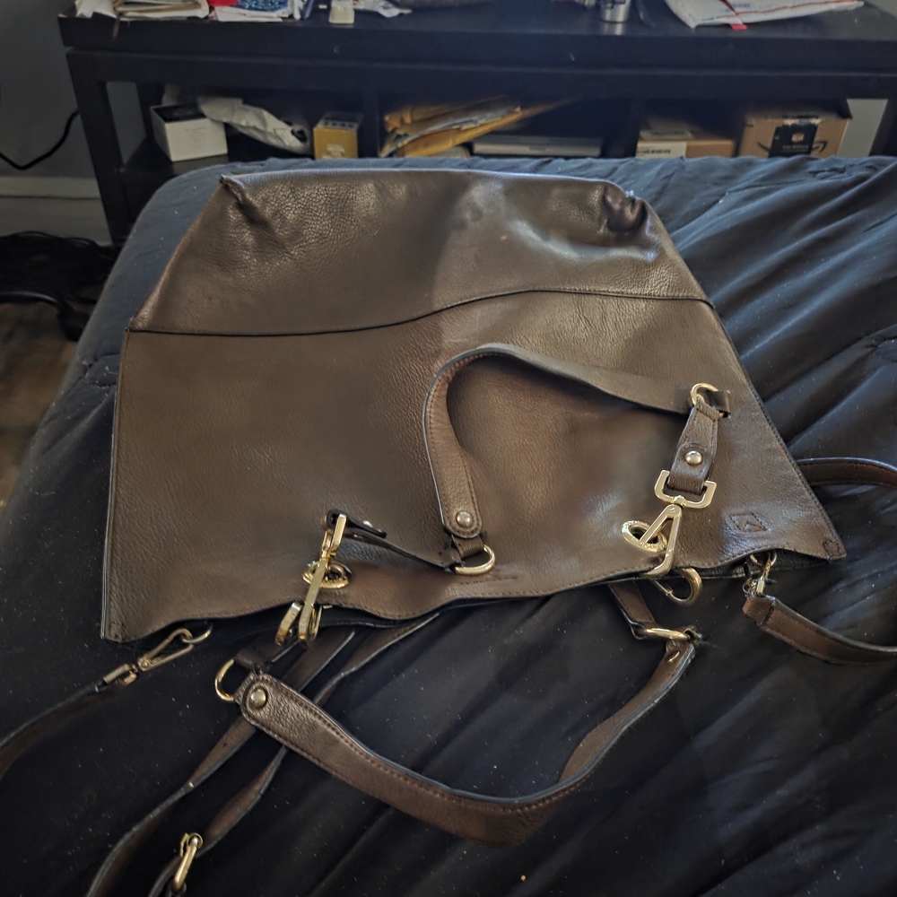 Calvin Klein Collection Dark Brown Leather Shoulder Bag